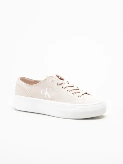 Calvin Klein - Vulc Flatform Low Canvas Mg - Ljusrosa platåsneakers i textil