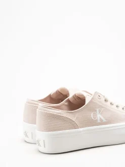 Calvin Klein - Vulc Flatform Low Canvas Mg - Ljusrosa platåsneakers i textil