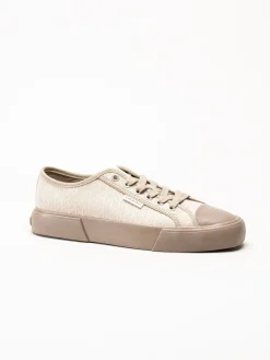 Calvin Klein - Vulc Low Laceup Aop - Beige sneakers i canvas