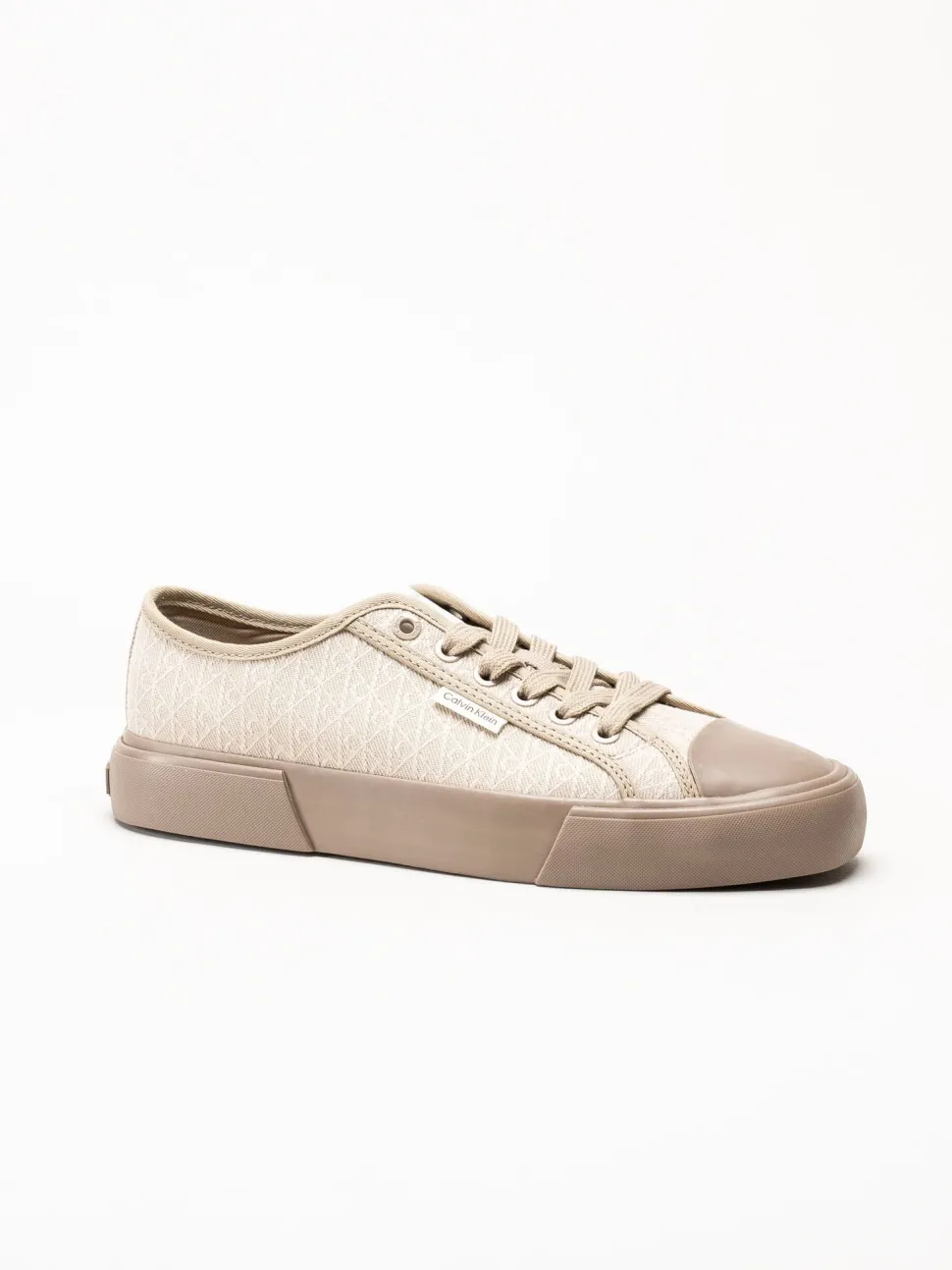 Calvin Klein - Vulc Low Laceup Aop - Beige sneakers i canvas