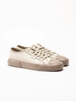 Calvin Klein - Vulc Low Laceup Aop - Beige sneakers i canvas