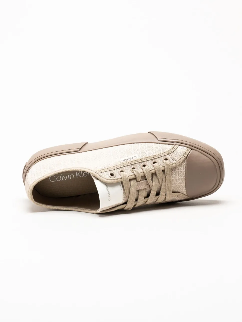 Calvin Klein - Vulc Low Laceup Aop - Beige sneakers i canvas