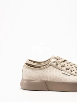 Calvin Klein - Vulc Low Laceup Aop - Beige sneakers i canvas