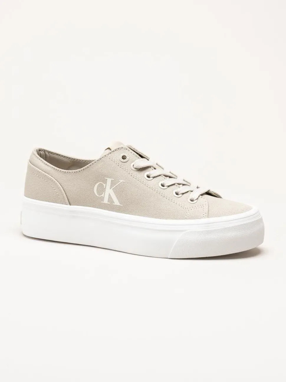 Calvin Klein - Vulc Platform Low CV Mg - Beige platåsneakers i textil