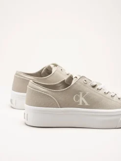 Calvin Klein - Vulc Platform Low CV Mg - Beige platåsneakers i textil
