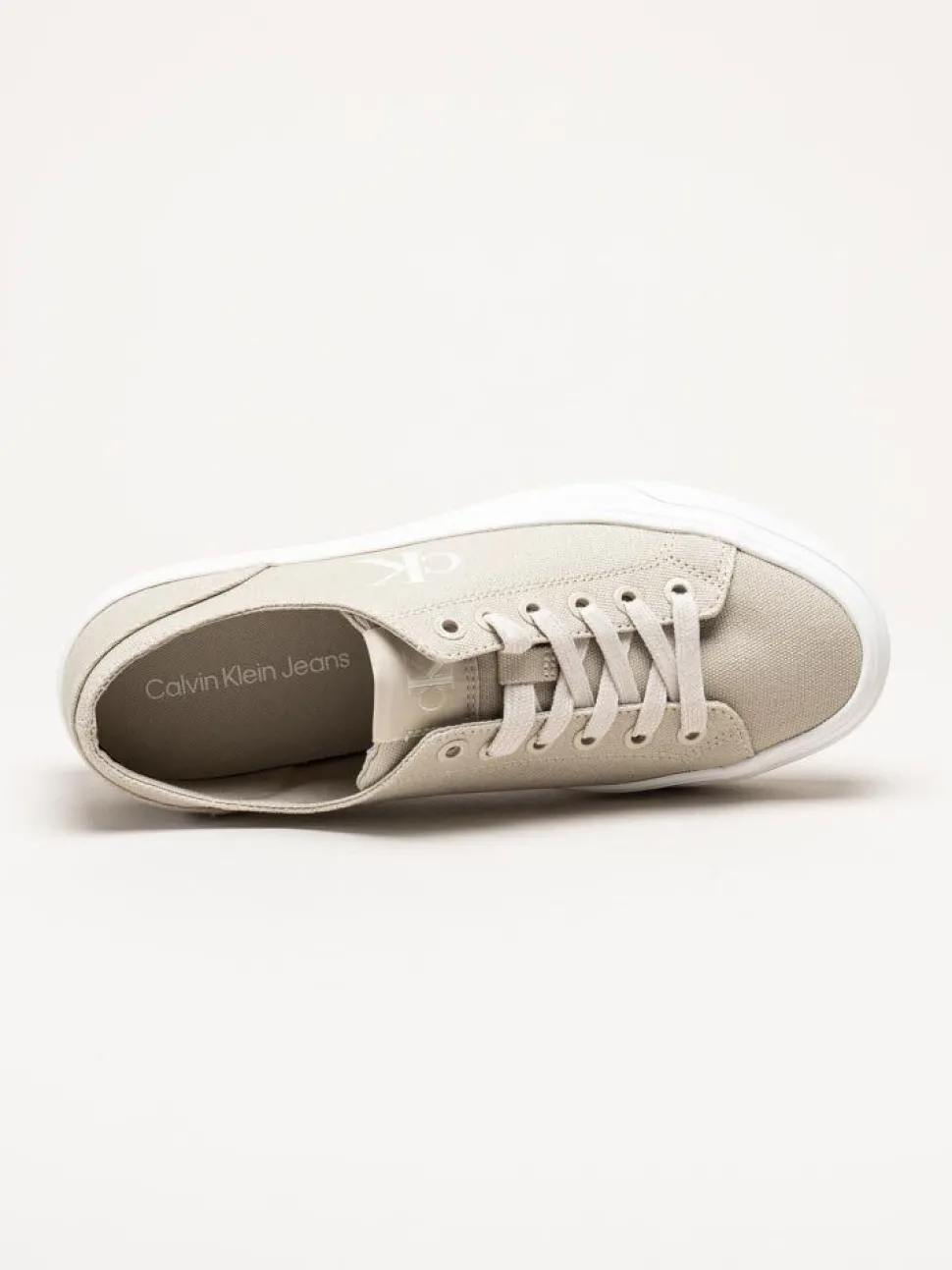 Calvin Klein - Vulc Platform Low CV Mg - Beige platåsneakers i textil