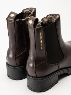 Canada Snow - Kimberly - Mörkbruna boots med fårskinn och broddar