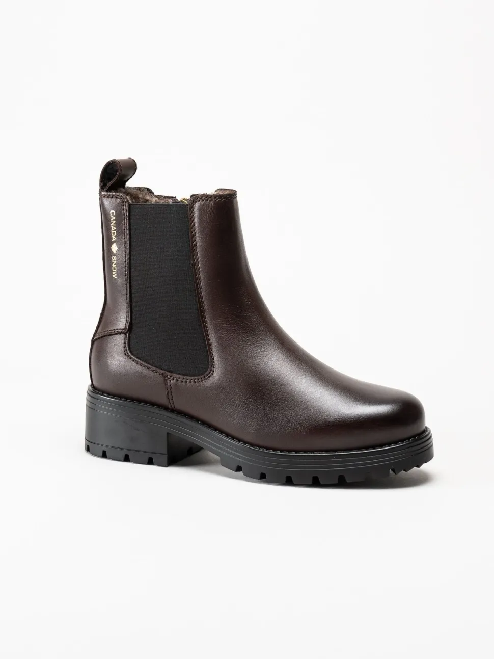 Canada Snow - Kimberly - Mörkbruna boots med fårskinn och broddar