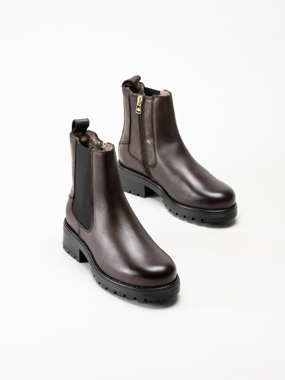 Canada Snow - Kimberly - Mörkbruna boots med fårskinn och broddar