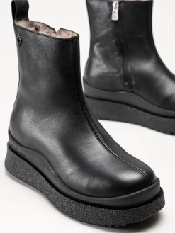 Canada Snow - Mount Meer - Svarta fårskinnsfodrade boots i skinn