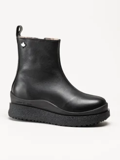 Canada Snow - Mount Meer - Svarta fårskinnsfodrade boots i skinn