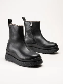 Canada Snow - Mount Meer - Svarta fårskinnsfodrade boots i skinn