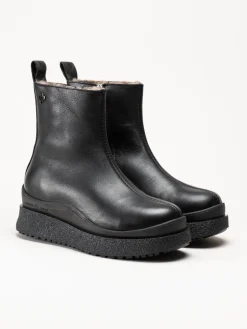 Canada Snow - Mount Meer - Svarta fårskinnsfodrade boots i skinn