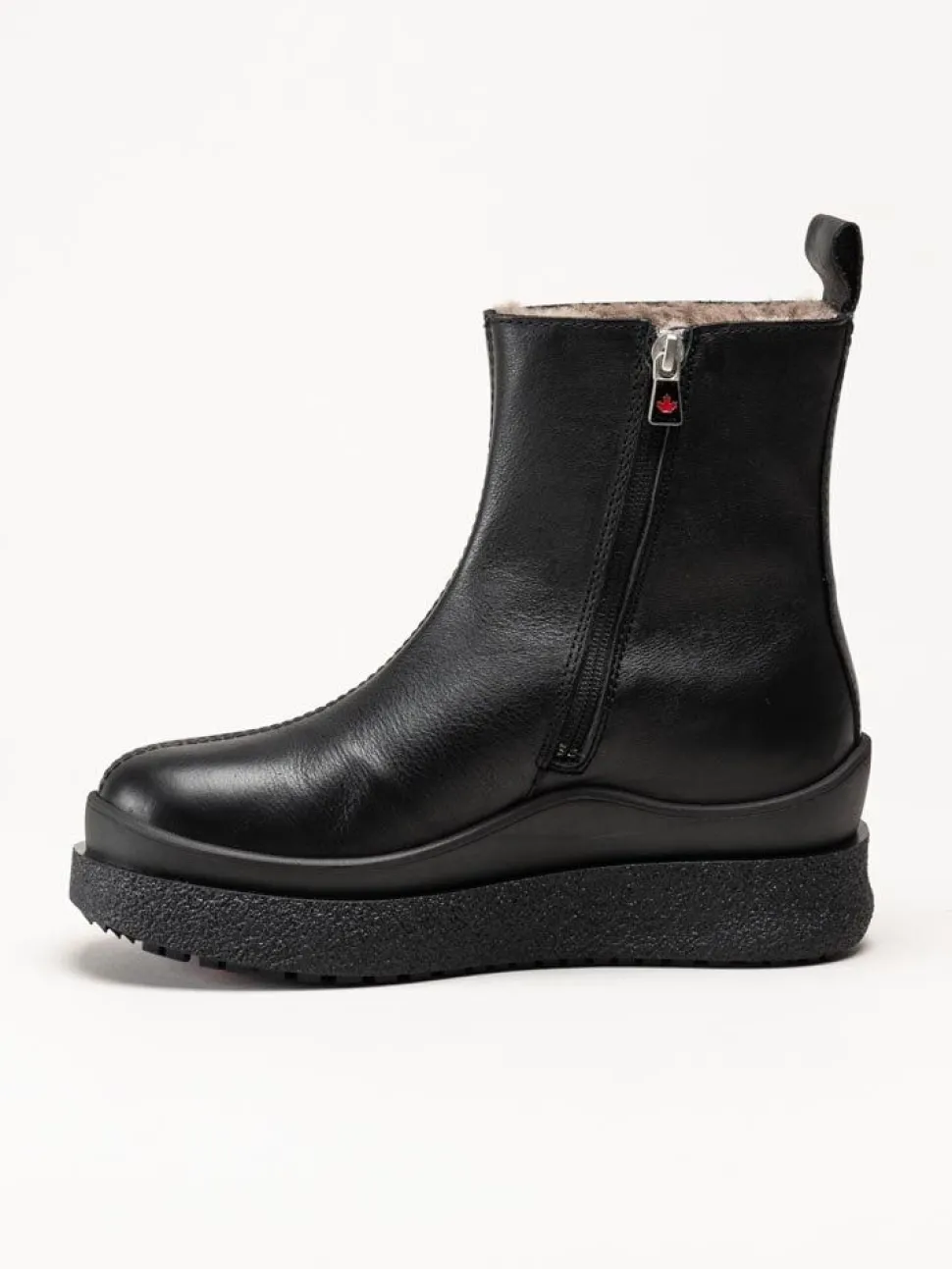 Canada Snow - Mount Meer - Svarta fårskinnsfodrade boots i skinn