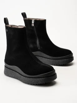 Canada Snow - Mount Meer - Svarta fårskinnsfodrade boots i mocka
