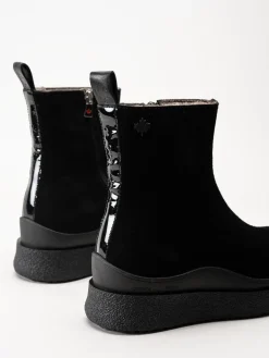 Canada Snow - Mount Meer - Svarta fårskinnsfodrade boots i mocka