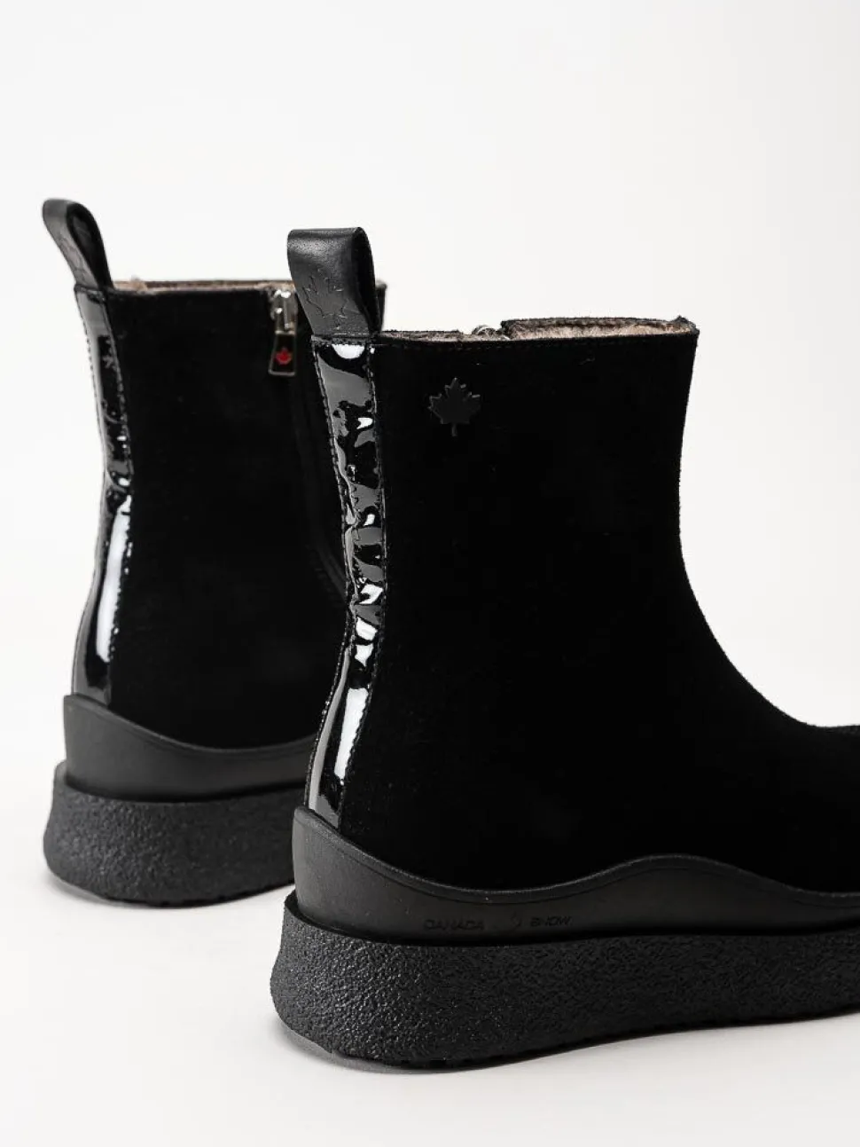 Canada Snow - Mount Meer - Svarta fårskinnsfodrade boots i mocka