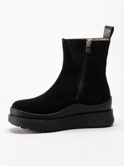 Canada Snow - Mount Meer - Svarta fårskinnsfodrade boots i mocka