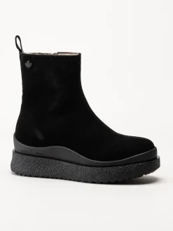 Canada Snow - Mount Meer - Svarta fårskinnsfodrade boots i mocka