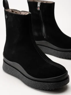 Canada Snow - Mount Meer - Svarta fårskinnsfodrade boots i mocka