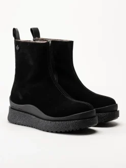 Canada Snow - Mount Meer - Svarta fårskinnsfodrade boots i mocka