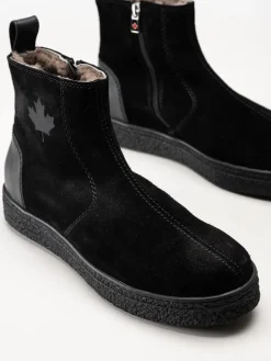 Canada Snow - Mount Verm Grip - Svarta fårskinnsfodrade boots i mocka