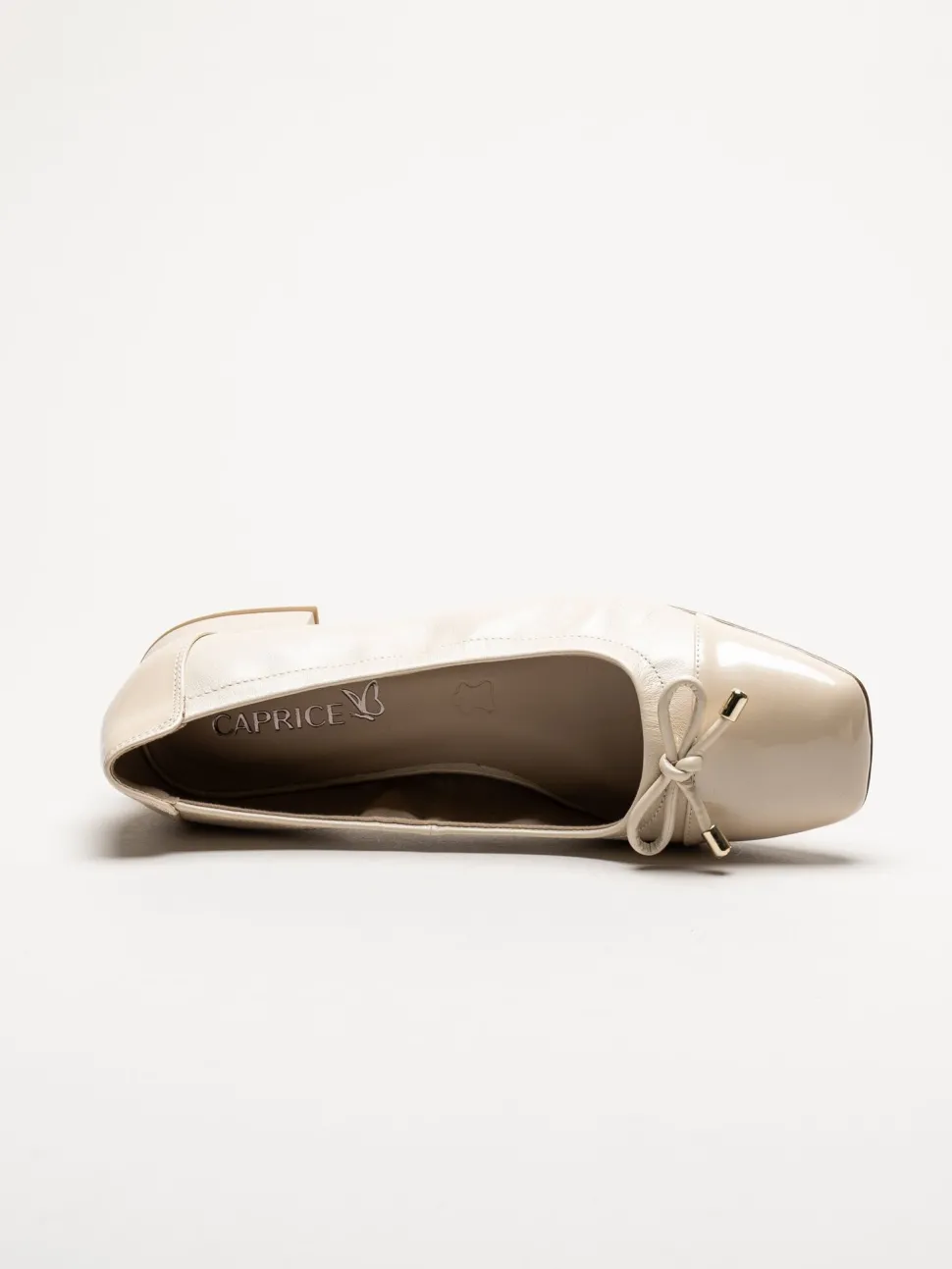 Caprice - Beige ballerinaskor i skinn