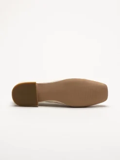 Caprice - Beige ballerinaskor i skinn