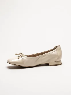 Caprice - Beige ballerinaskor i skinn