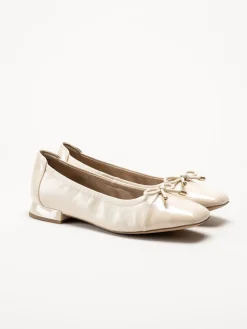 Caprice - Beige ballerinaskor i skinn