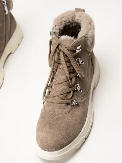 Caprice - Beige kängor i mocka