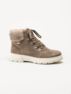 Caprice - Beige kängor i mocka