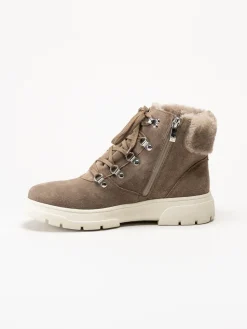 Caprice - Beige kängor i mocka