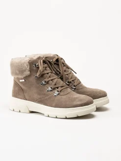 Caprice - Beige kängor i mocka
