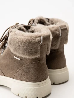 Caprice - Beige kängor i mocka