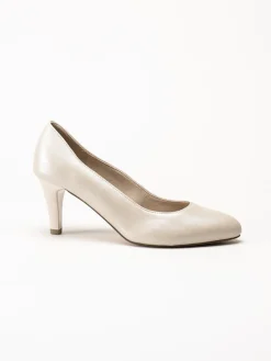 Caprice - Beige pumps i skinn