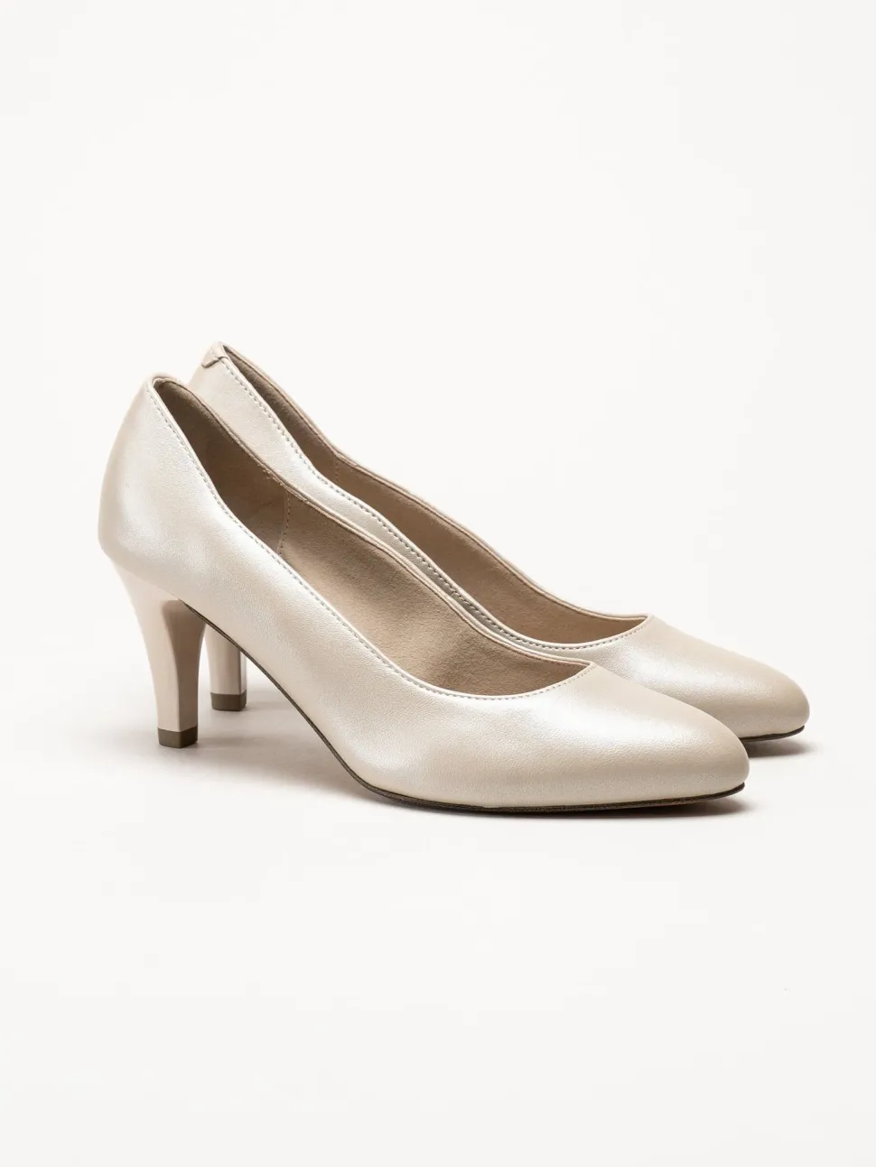 Caprice - Beige pumps i skinn