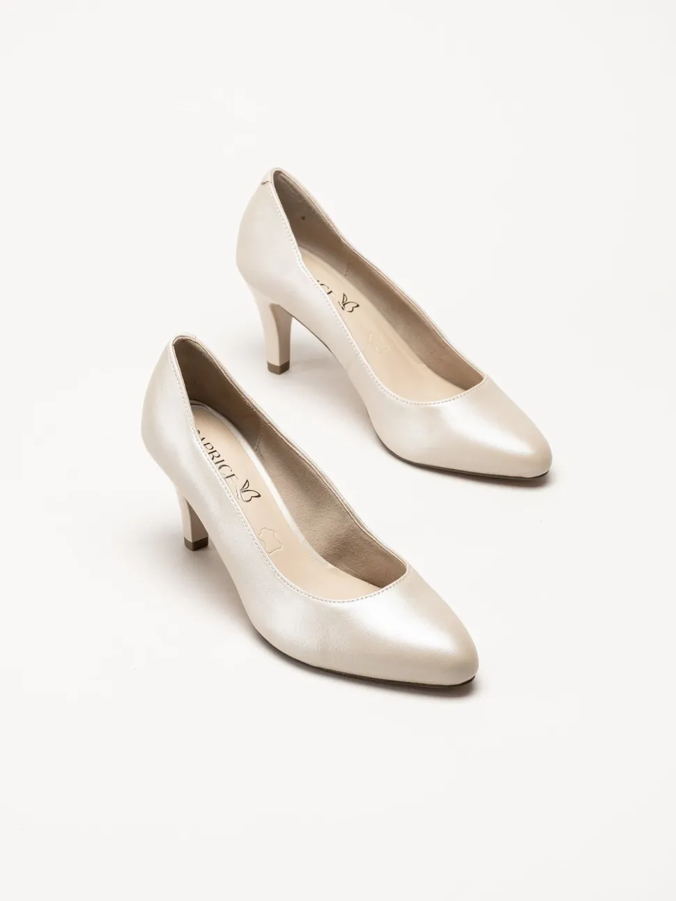 Caprice - Beige pumps i skinn