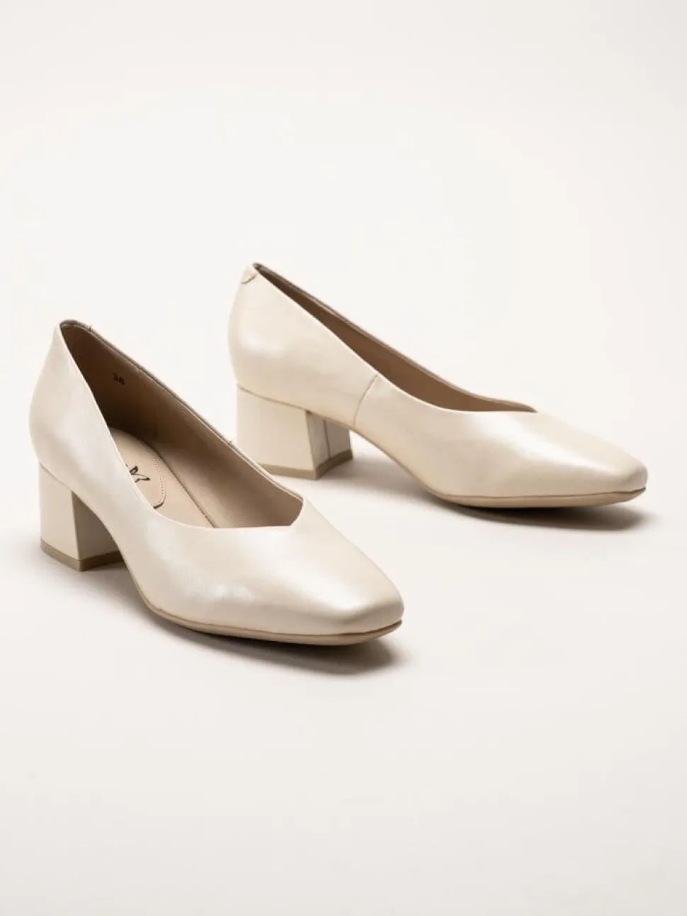 Caprice - Beige pumps i skinn