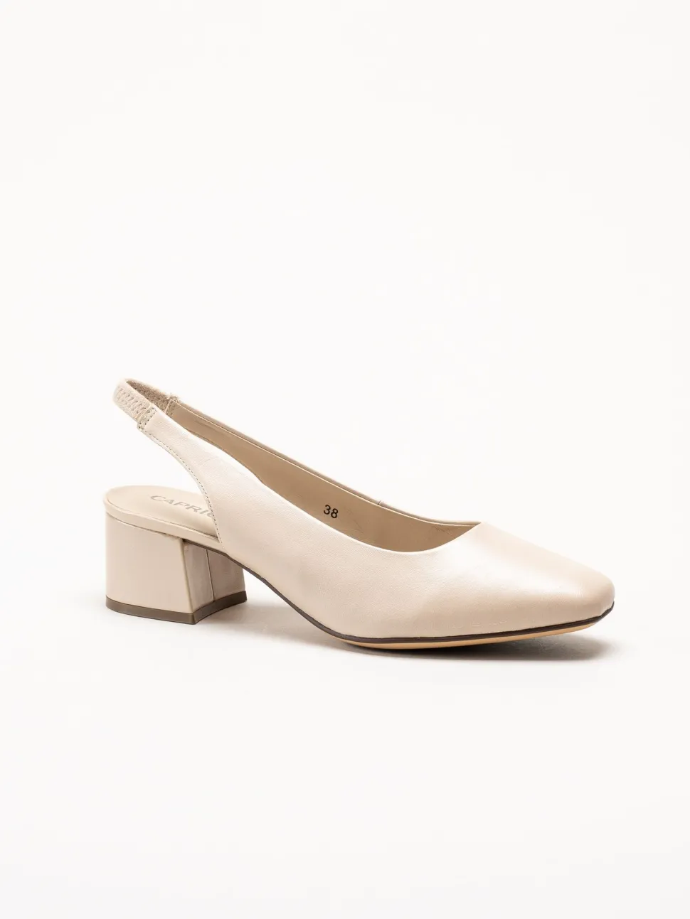 Caprice - Beige slingback pumps i skinn
