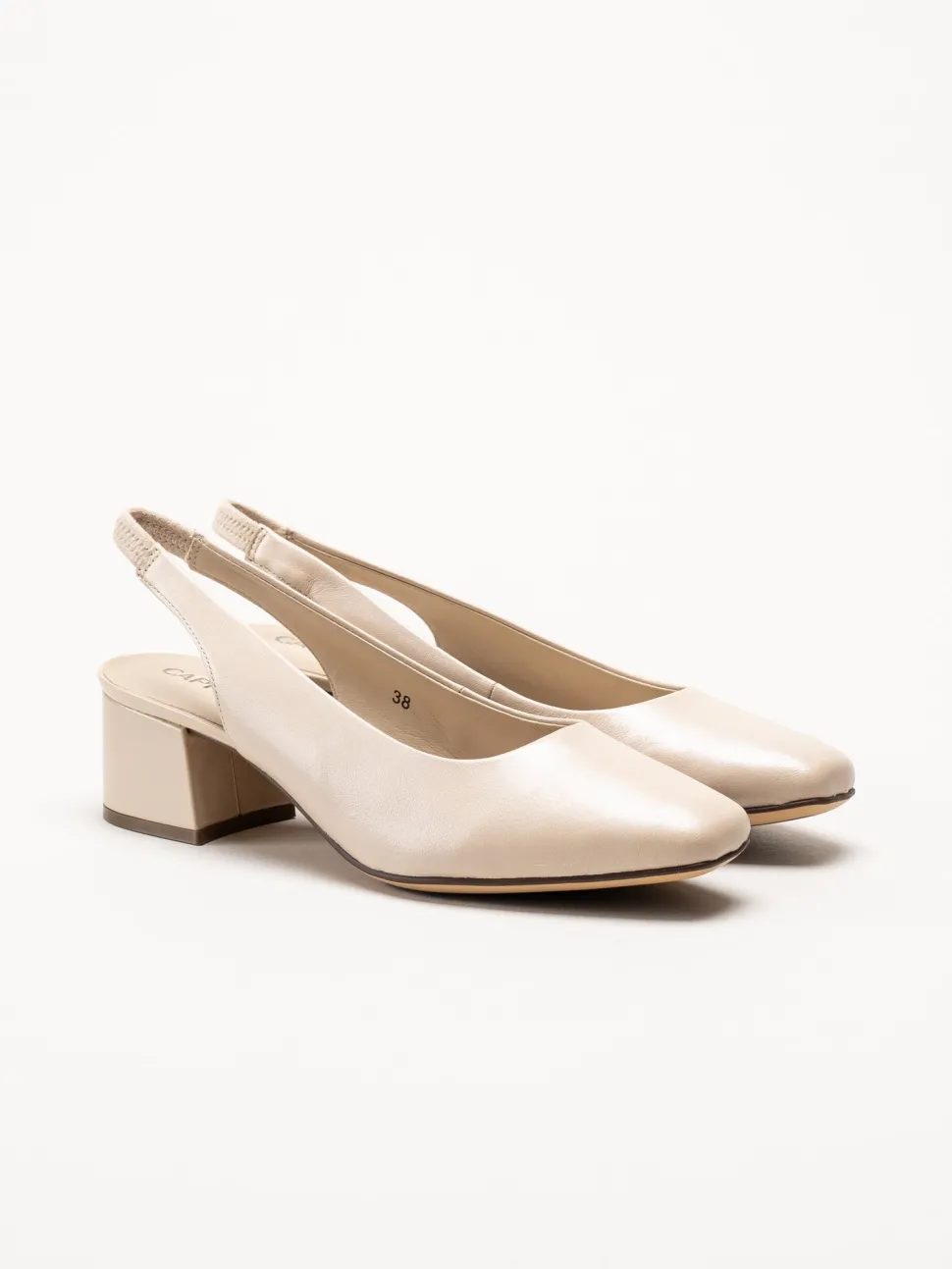 Caprice - Beige slingback pumps i skinn