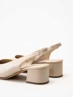 Caprice - Beige slingback pumps i skinn