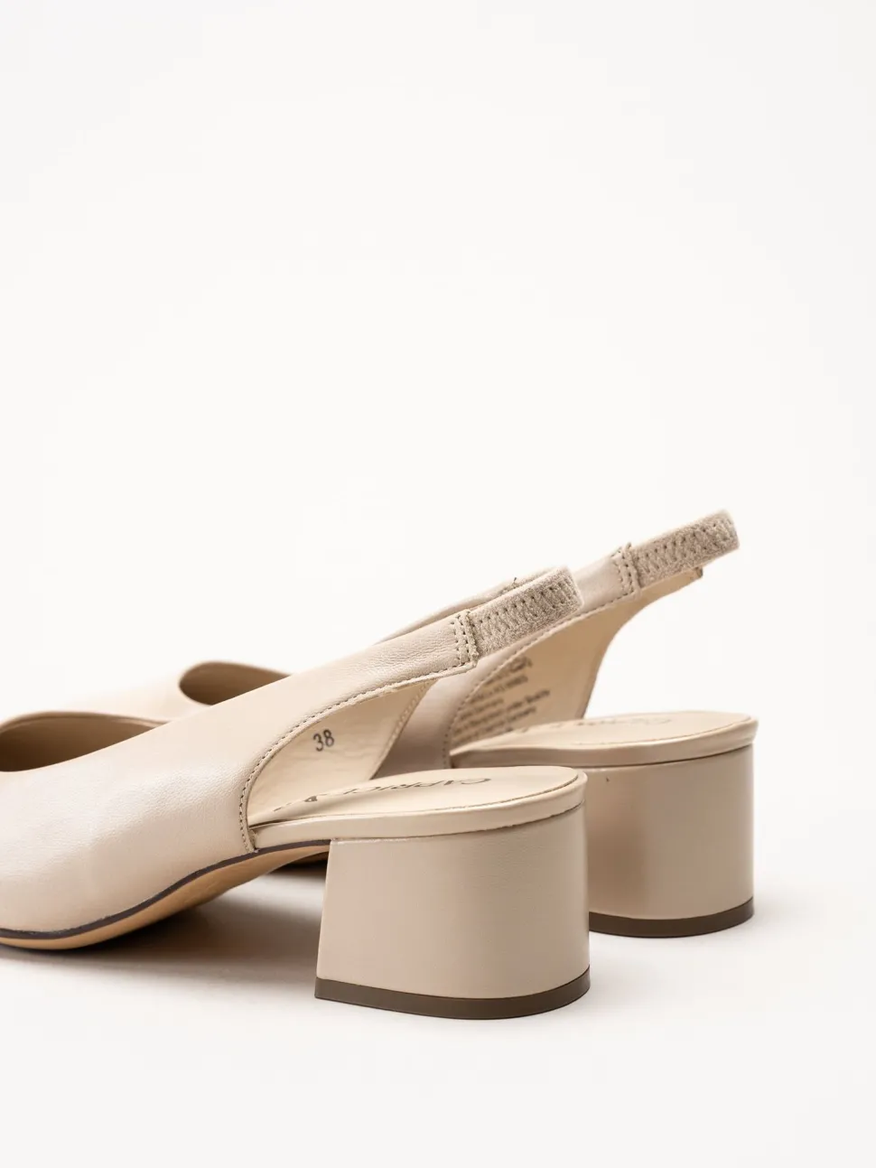 Caprice - Beige slingback pumps i skinn