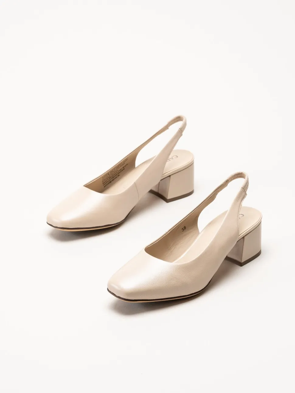Caprice - Beige slingback pumps i skinn