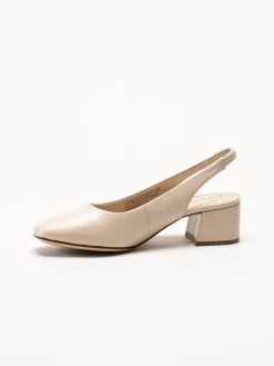 Caprice - Beige slingback pumps i skinn