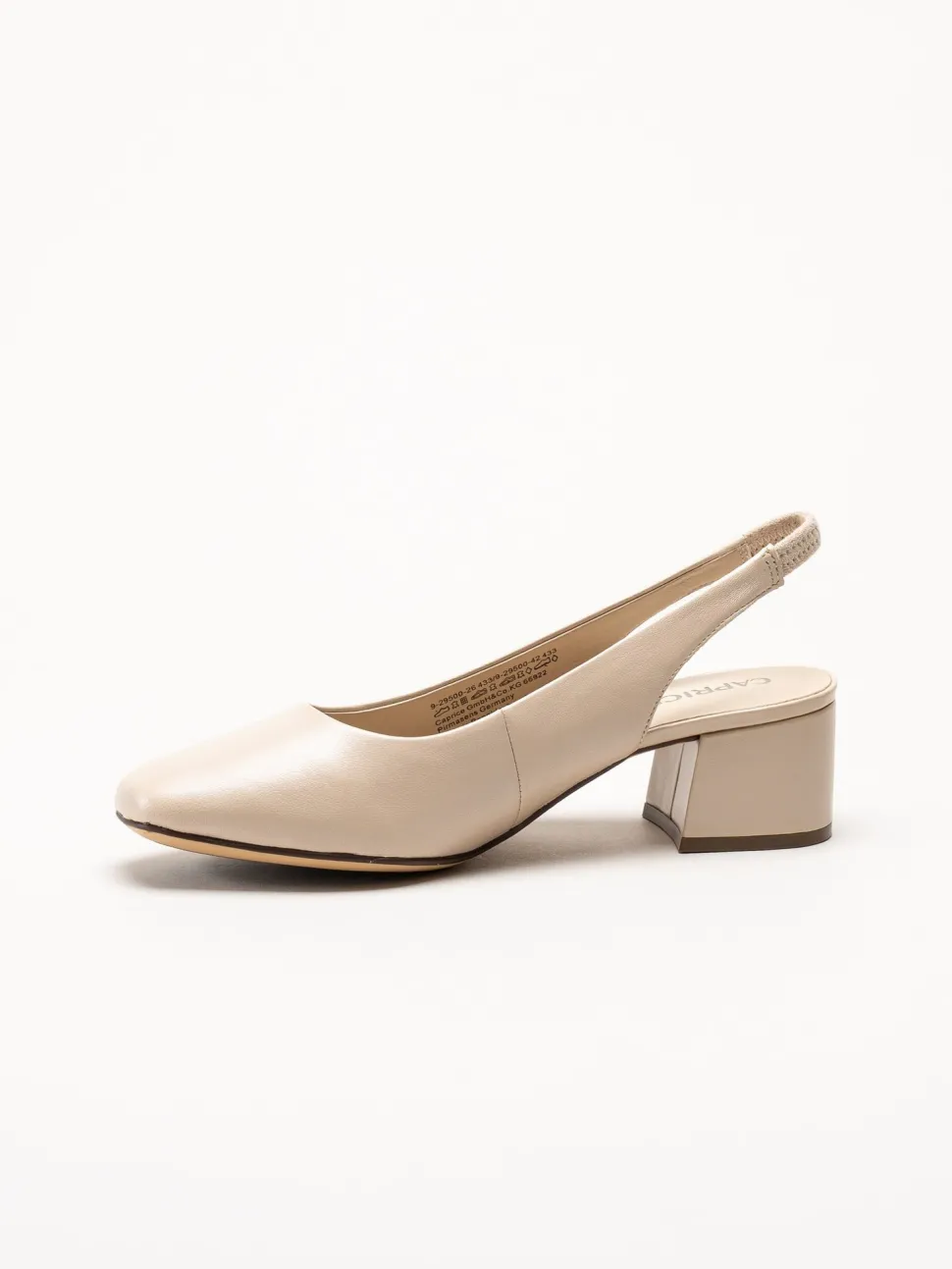 Caprice - Beige slingback pumps i skinn