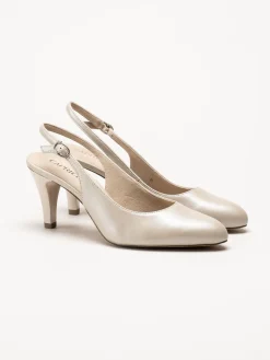 Caprice - Beige slingback pumps i skinn
