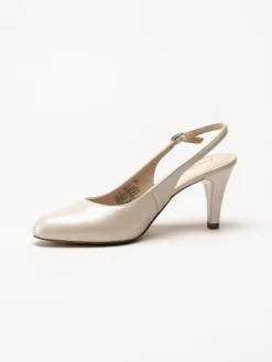 Caprice - Beige slingback pumps i skinn