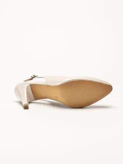 Caprice - Beige slingback pumps i skinn