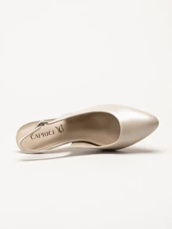 Caprice - Beige slingback pumps i skinn